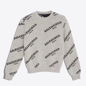 NWT BALENCIAGA Jacquard Logo Crewneck Sweater